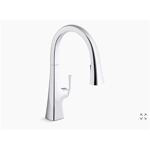 k-22068-wb graze® kitchen sink faucet with kohler® konnect™ and voice-activated technology