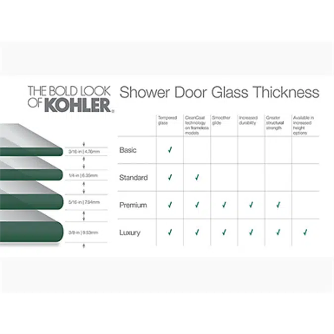 K-707106-L Revel® Sliding shower door, 76" H x 44-5/8 - 47-5/8" W, with 5/16" thick Crystal Clear glass