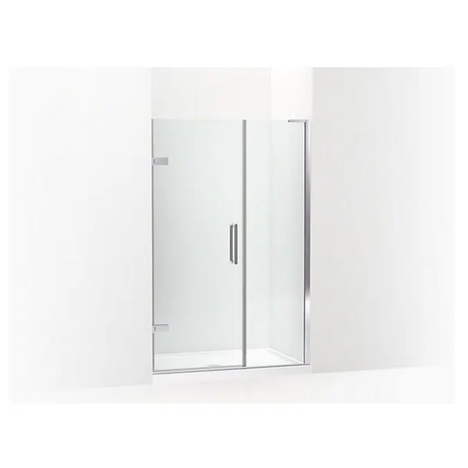 K-27604-10L Composed® Frameless pivot shower door, 71-3/4" H x 45-1/4 - 46" W, with 3/8" thick Crystal Clear glass