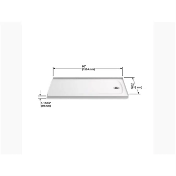 K-1936 Ballast® 60" x 32" shower base with right-hand drain