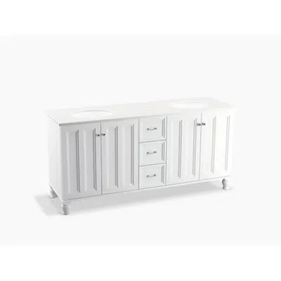 Image for K-99525-LG Damask® 72" bathroom vanity cabinet with furniture legs, 4 doors and 3 drawers