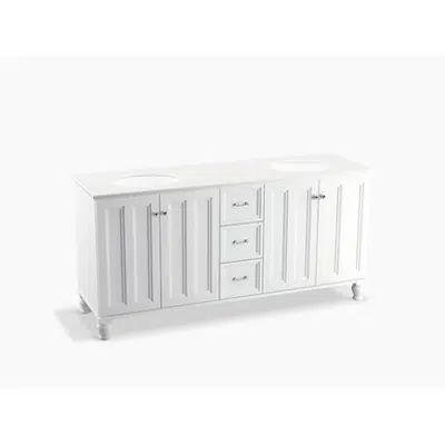 Зображення для K-99525-LG Damask® 72" bathroom vanity cabinet with furniture legs, 4 doors and 3 drawers