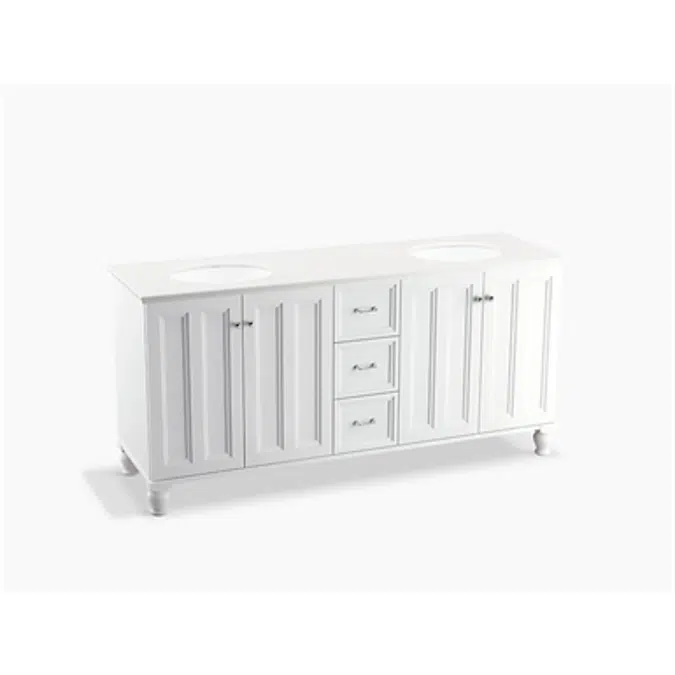 K-99525-LG Damask® 72" bathroom vanity cabinet with furniture legs, 4 doors and 3 drawers