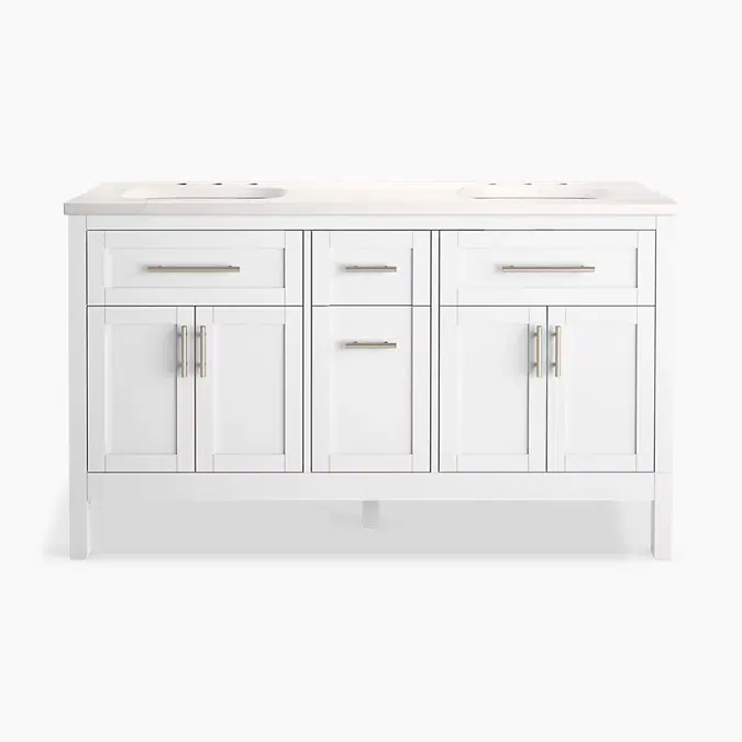 Hadron™ 60" bathroom vanity cabinet with sinks and quartz top