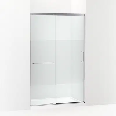 Image for Elate™ Tall Sliding shower door, 75-1/2" H x 44-1/4 - 47-5/8" W, with heavy 5/16" thick Crystal Clear glass with privacy band
