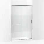 elate™ tall sliding shower door, 75-1/2" h x 44-1/4 - 47-5/8" w, with heavy 5/16" thick crystal clear glass with privacy band