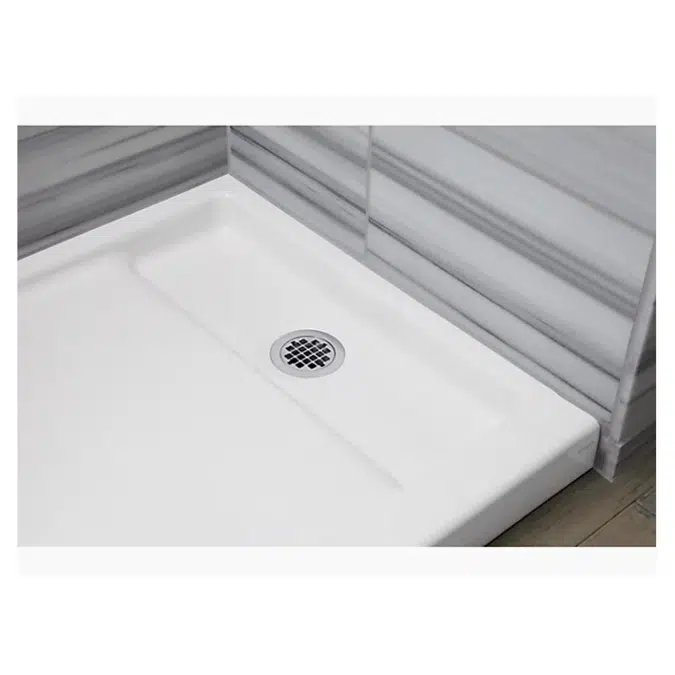 K-9166 Bellwether® 60" x 32" single-threshold shower base with right offset drain