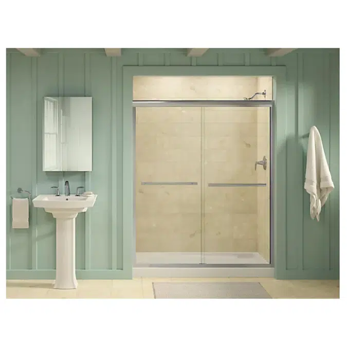 K-9166 Bellwether® 60" x 32" single-threshold shower base with right offset drain
