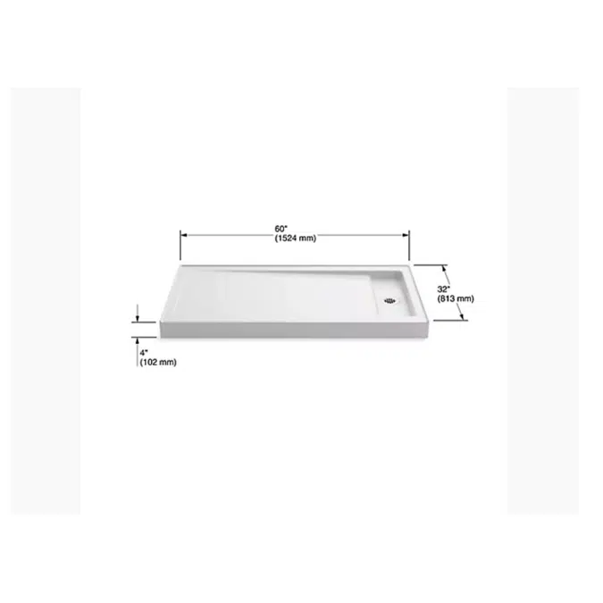 K-9166 Bellwether® 60" x 32" single-threshold shower base with right offset drain