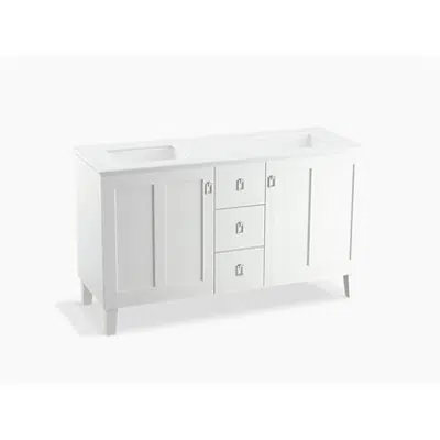 imagen para K-99537-LG Poplin® 60" bathroom vanity cabinet with legs, 2 doors and 3 drawers