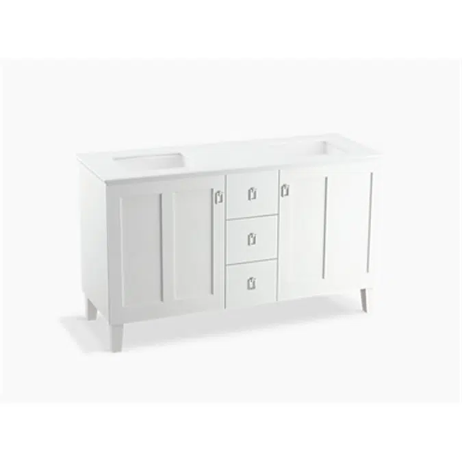 K-99537-LG Poplin® 60" bathroom vanity cabinet with legs, 2 doors and 3 drawers