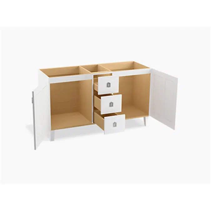 K-99537-LG Poplin® 60" bathroom vanity cabinet with legs, 2 doors and 3 drawers