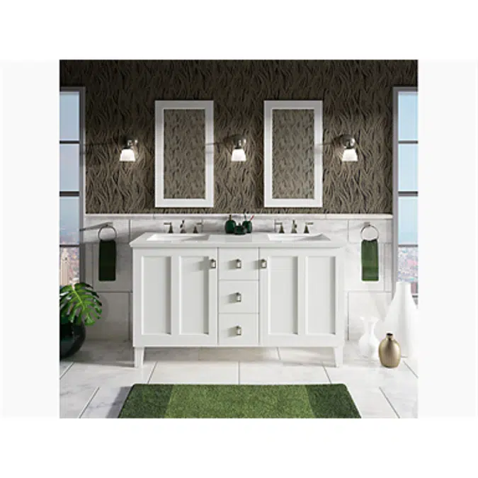 K-99537-LG Poplin® 60" bathroom vanity cabinet with legs, 2 doors and 3 drawers