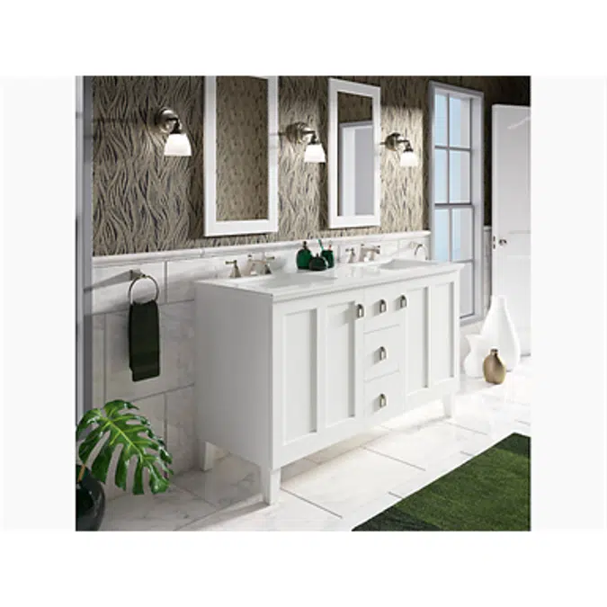 K-99537-LG Poplin® 60" bathroom vanity cabinet with legs, 2 doors and 3 drawers