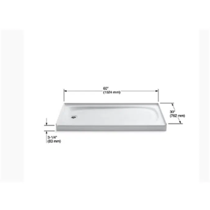 K-9053 Salient® 60" x 30" single threshold left-hand drain shower base