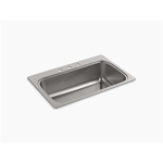 k-20060-3 verse™ 33" x 22" x 9-5/16" top-mount single-bowl kitchen sink with 3 faucet holes