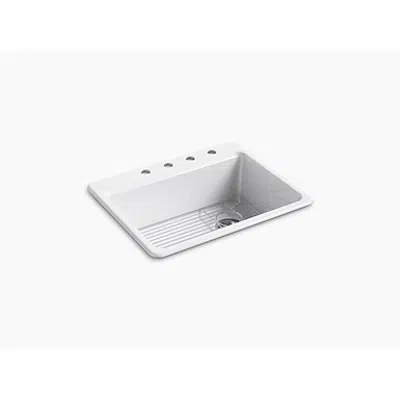 Image for K-8668-4A1 Riverby® 27" x 22" x 9-5/8" top-mount single-bowl kitchen sink with bottom sink rack and 4 faucet holes