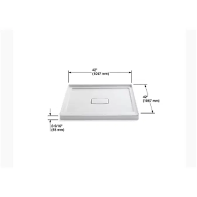 K-9393 Archer® 42" x 42" single-threshold center drain shower base with removable cover