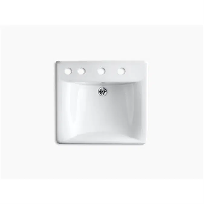 K-2053-L Soho® 20" x 18" wall-mount/concealed arm carrier bathroom sink with 8" widespread faucet holes and left-hand soap dispenser hole