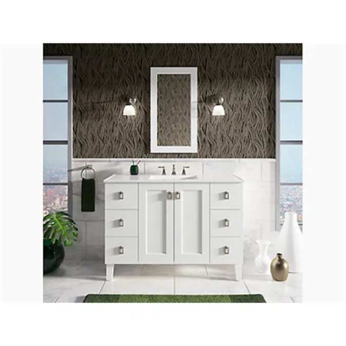 K-99535-LG Poplin® 48" bathroom vanity cabinet with legs, 2 doors and 6 drawers