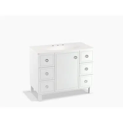 Image for K-99564-LG Jacquard® 42" bathroom vanity cabinet with furniture legs, 1 door and 6 drawers