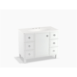 k-99564-lg jacquard® 42" bathroom vanity cabinet with furniture legs, 1 door and 6 drawers