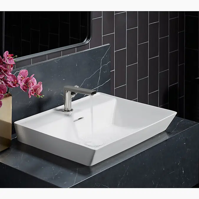 Brazn™ 23" rectangular semi-recessed vessel bathroom sink