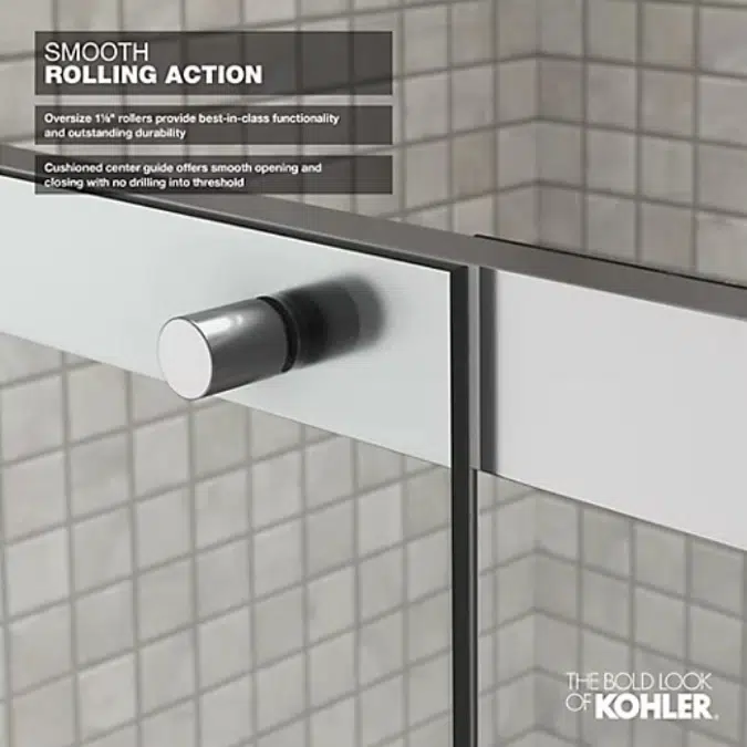 Elate Sliding shower door, 70-1/2" H x 44-1/4 - 47-5/8" W, with 1/4" thick Frosted glass