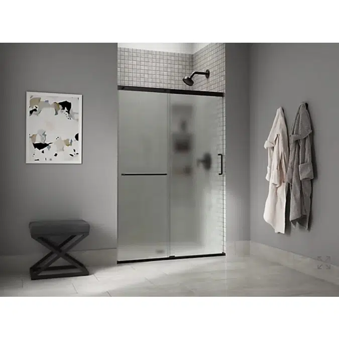 Elate Sliding shower door, 70-1/2" H x 44-1/4 - 47-5/8" W, with 1/4" thick Frosted glass