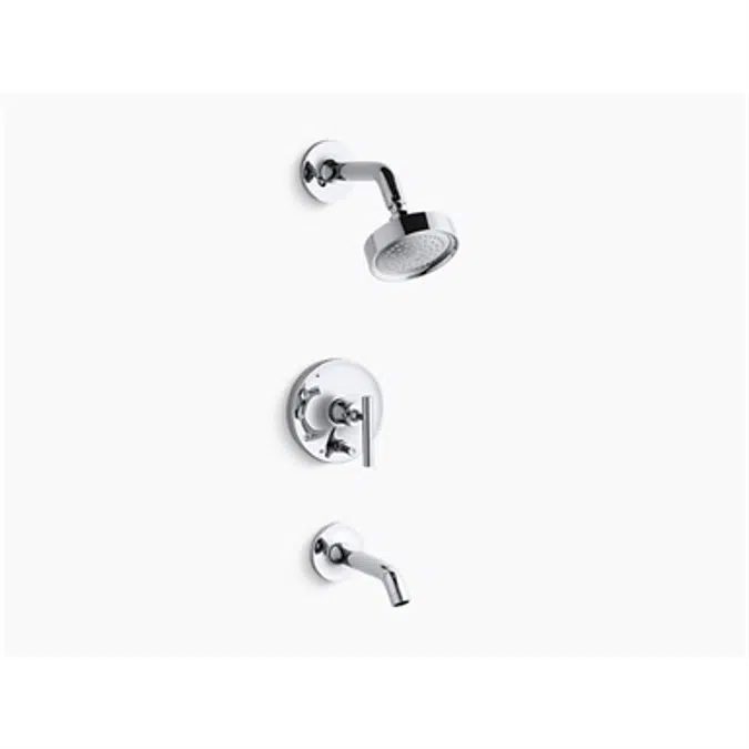 K-T14420-4E Purist® Rite-Temp® bath and shower trim with lever handle and 2.0 gpm showerhead