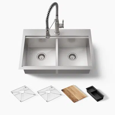 Image pour Decree® 33" top-/undermount double-bowl workstation kitchen sink