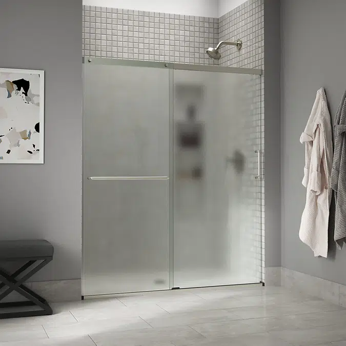 Elate™ Sliding shower door, 70-1/2" H x 56-1/4 - 59-5/8" W, with 1/4" thick Frosted glass