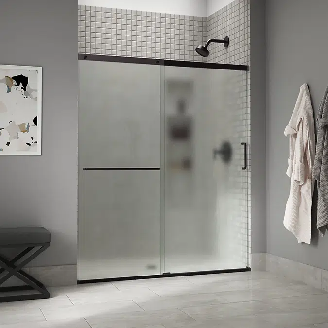 Elate™ Sliding shower door, 70-1/2" H x 56-1/4 - 59-5/8" W, with 1/4" thick Frosted glass