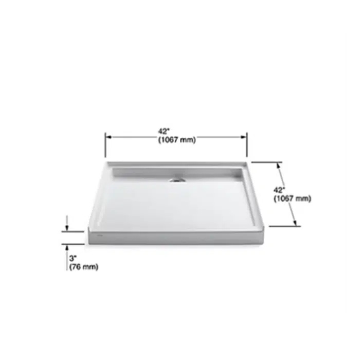 K-9997 Groove® 42" x 42" single-threshold rear center drain shower base