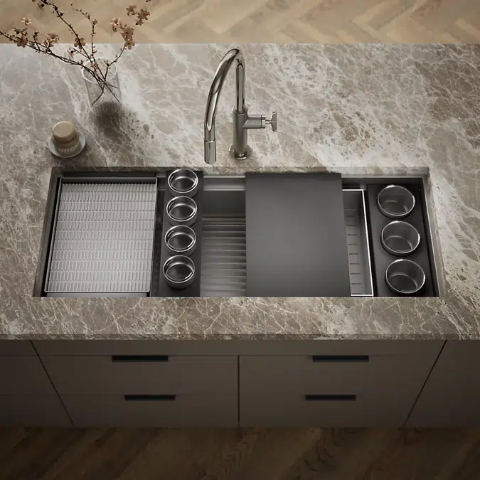 Synthos™ 45-3/4" undermount single-bowl workstation kitchen sink