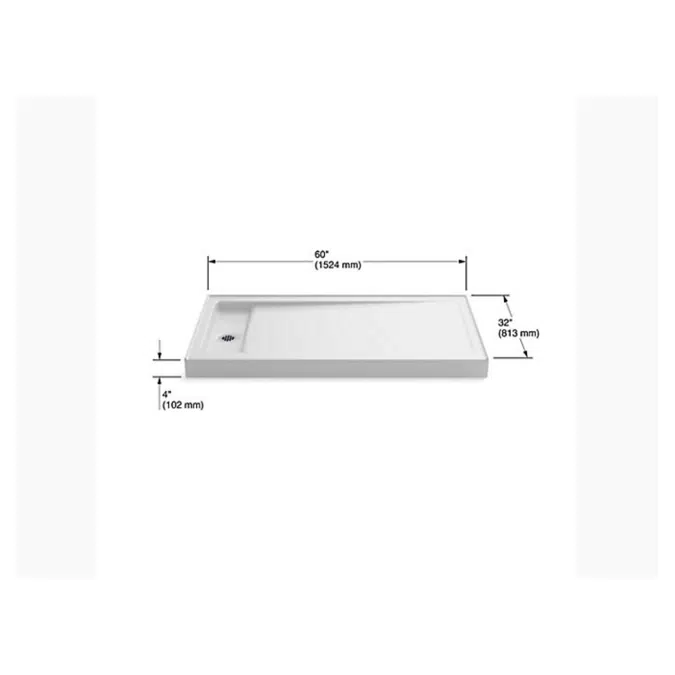 K-9165 Bellwether® 60" x 32" single-threshold shower base with left offset drain