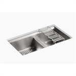 k-3672 8 degree™ 33" x 18" x 10-3/16" undermount double-bowl large/medium kitchen sink