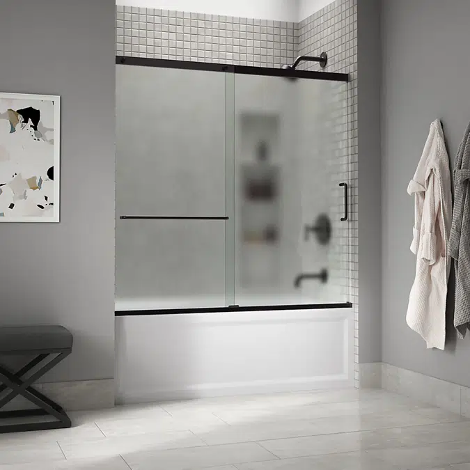 Elate™ Sliding bath door, 56-3/4" H x 56-1/4 - 59-5/8" W, with 1/4" thick Frosted glass  K-707609-6D3-SH