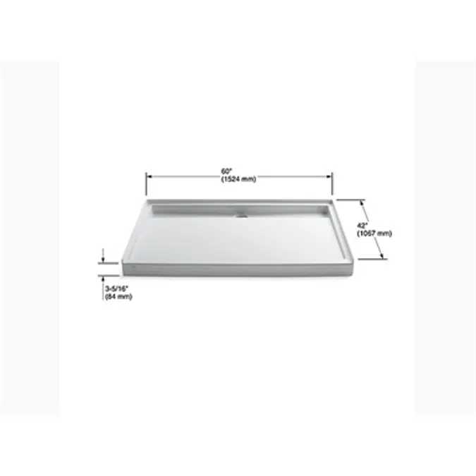 K-9996 Groove® 60" x 42" single threshold rear center drain shower base