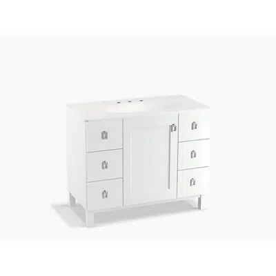 bilde for K-99562-LG Poplin® 42" bathroom vanity cabinet with legs, 1 door and 6 drawers