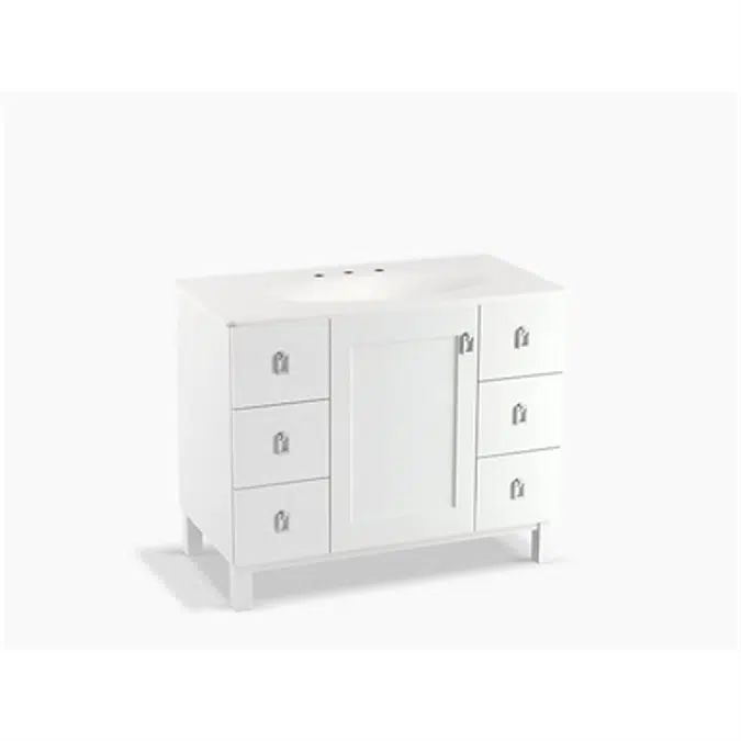 K-99562-LG Poplin® 42" bathroom vanity cabinet with legs, 1 door and 6 drawers