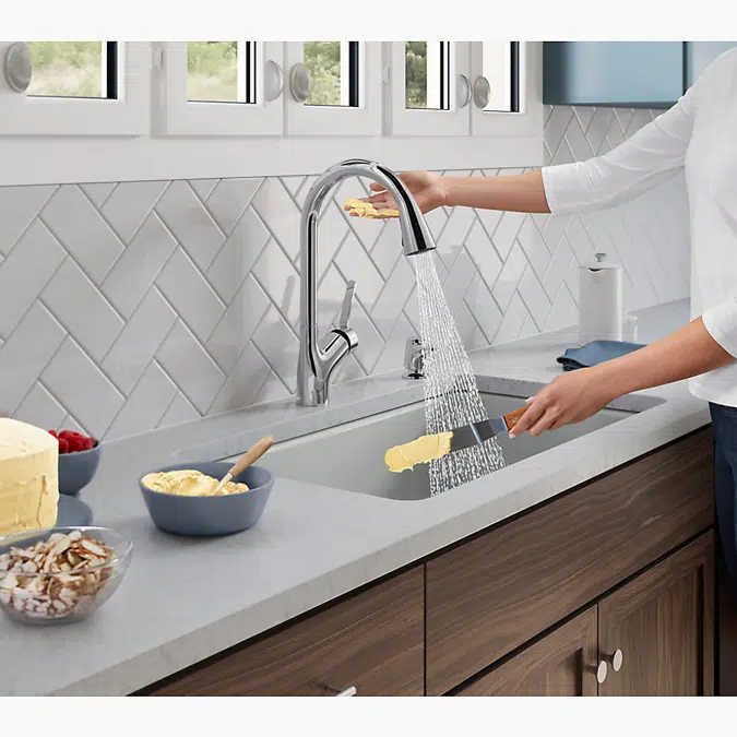 Setra® Kitchen faucet with KOHLER® Konnect™ and voice-activated technology with soap/lotion dispenser