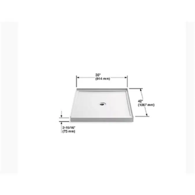 K-8647 Rely® 36" x 42" single-threshold shower base with center drain