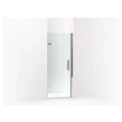 obraz dla K-27582-10L Composed® Frameless pivot shower door, 71-5/8" H x 29-5/8 - 30-3/8" W, with 3/8" thick Crystal Clear glass