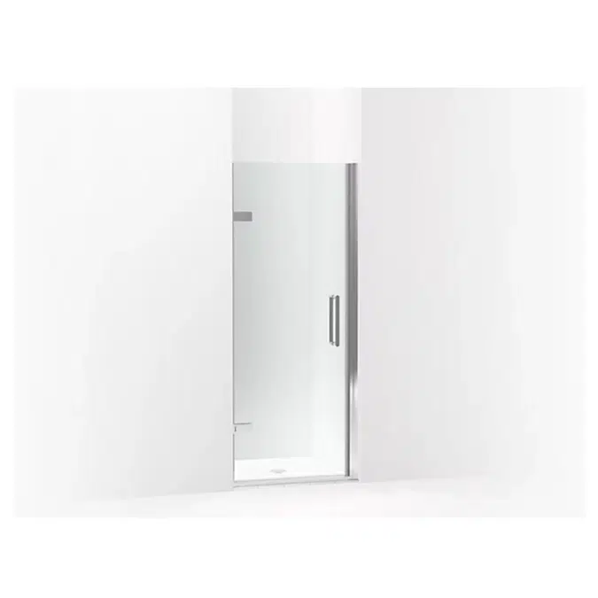 K-27582-10L Composed® Frameless pivot shower door, 71-5/8" H x 29-5/8 - 30-3/8" W, with 3/8" thick Crystal Clear glass