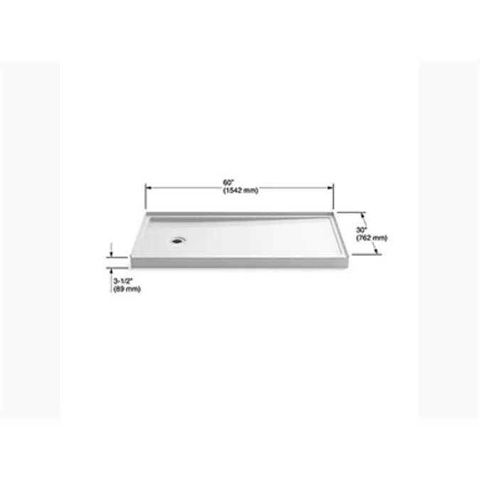 K-8643 Rely® 60" x 30" single-threshold shower base with left-hand drain