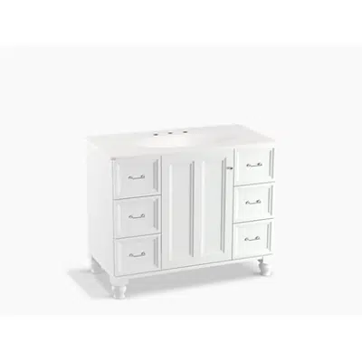 K-99563-LG Damask® 42" bathroom vanity cabinet with furniture legs, 1 door and 6 drawers için görüntü