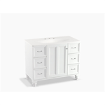 k-99563-lg damask® 42" bathroom vanity cabinet with furniture legs, 1 door and 6 drawers
