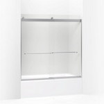 levity® sliding bath door, 59-3/4" h x 56-5/8 - 59-5/8" w, with 1/4" thick frosted glass