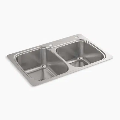 kuva kohteelle All-In-One 33" top-/undermount double-bowl kitchen sink